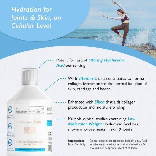 Swedish Nutra szuperkoncentrált folyékony HIALURONSAV 100 mg/adag, 500 ml