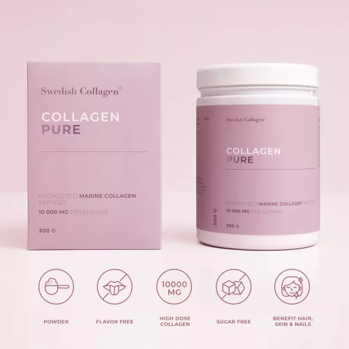 Swedish Collagen Pure  -  Hidrolizált, tiszta tengeri kollagén por,  300 g
