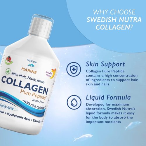 Swedish Nutra Collagen Marine Fish 10 000  -  Cukormentes folyékony kollagén halból 10.000 mg, 500 ml 