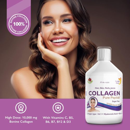 Swedish Nutra Collagen Pure Peptide 10 000 -  Cukormentes folyékony kollagén szarvasmarhából 10.000 mg, 500 ml
