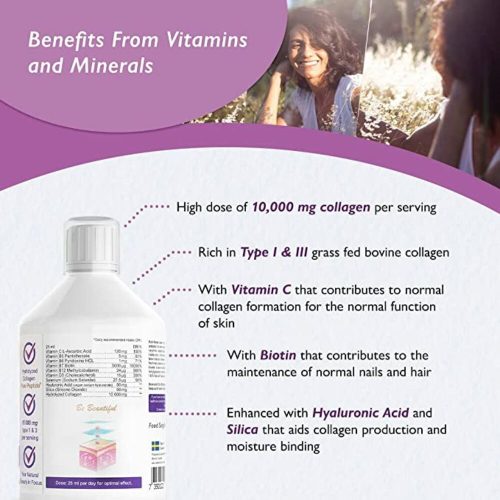 Swedish Nutra Collagen Pure Peptide 10 000 -  Cukormentes folyékony kollagén szarvasmarhából 10.000 mg, 500 ml