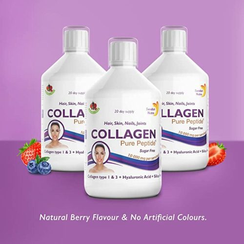 Swedish Nutra Collagen Pure Peptide 10 000 - Folyékony kollagén szarvasmarhából 10.000 mg - 3 db-os csomag, 3x500 ml, cukormentes
