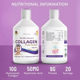   Swedish Nutra Collagen Pure Peptide 10 000 - Folyékony kollagén szarvasmarhából 10.000 mg - 3 db-os csomag, 3x500 ml, cukormentes