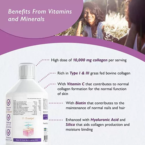 Swedish Nutra Collagen Pure Peptide 10 000 - Folyékony kollagén szarvasmarhából 10.000 mg - 3 db-os csomag, 3x500 ml, cukormentes