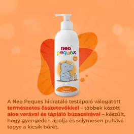   NEO PEQUES Puha bőr - tápláló és hidratáló testápoló gyerekeknek aloe verával és búzacsíraolajjal, érzékeny bőrre, 400 ml