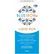   Blueiron folyékony vas étrend-kiegészítő északi áfonyával + C-vitamin, B12-vitamin, folsav, biotin és cink  250 ml  