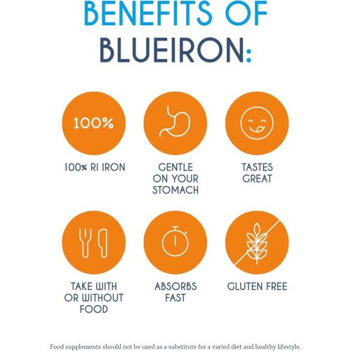Blueiron folyékony vas étrend-kiegészítő északi áfonyával + C-vitamin, B12-vitamin, folsav, biotin és cink  250 ml  